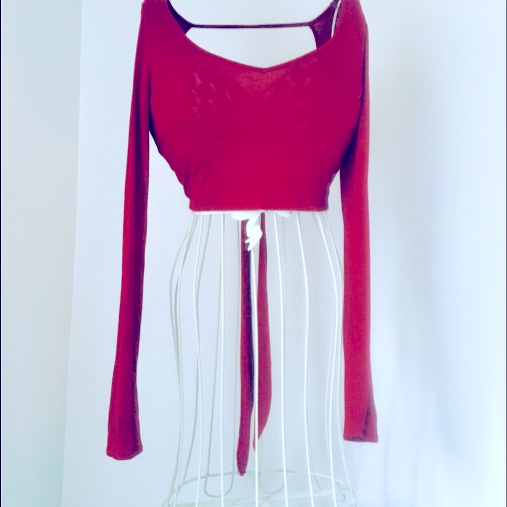 Solemio raspberry, cropped sweater/top. Size small